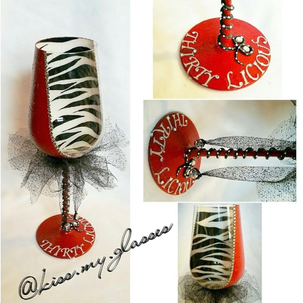 Hand painted customized wine glass.